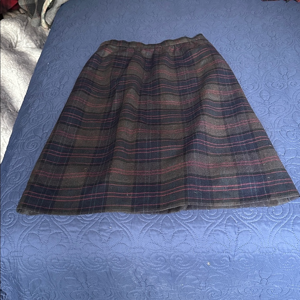 Plaid A-Line Skirt in Black with Red